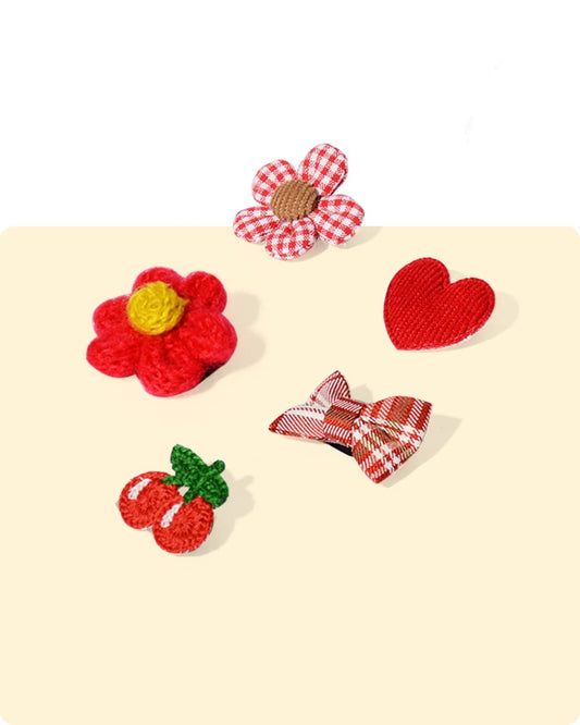 Dog Snap Hair Clips - Cherry