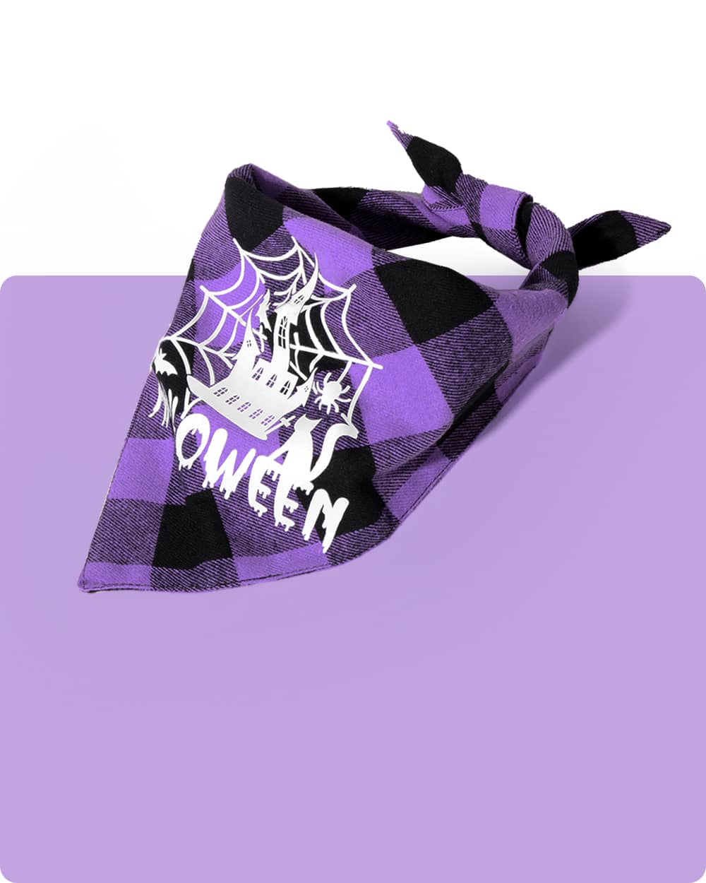 Halloween Luminous Bandana - Purple Plaid