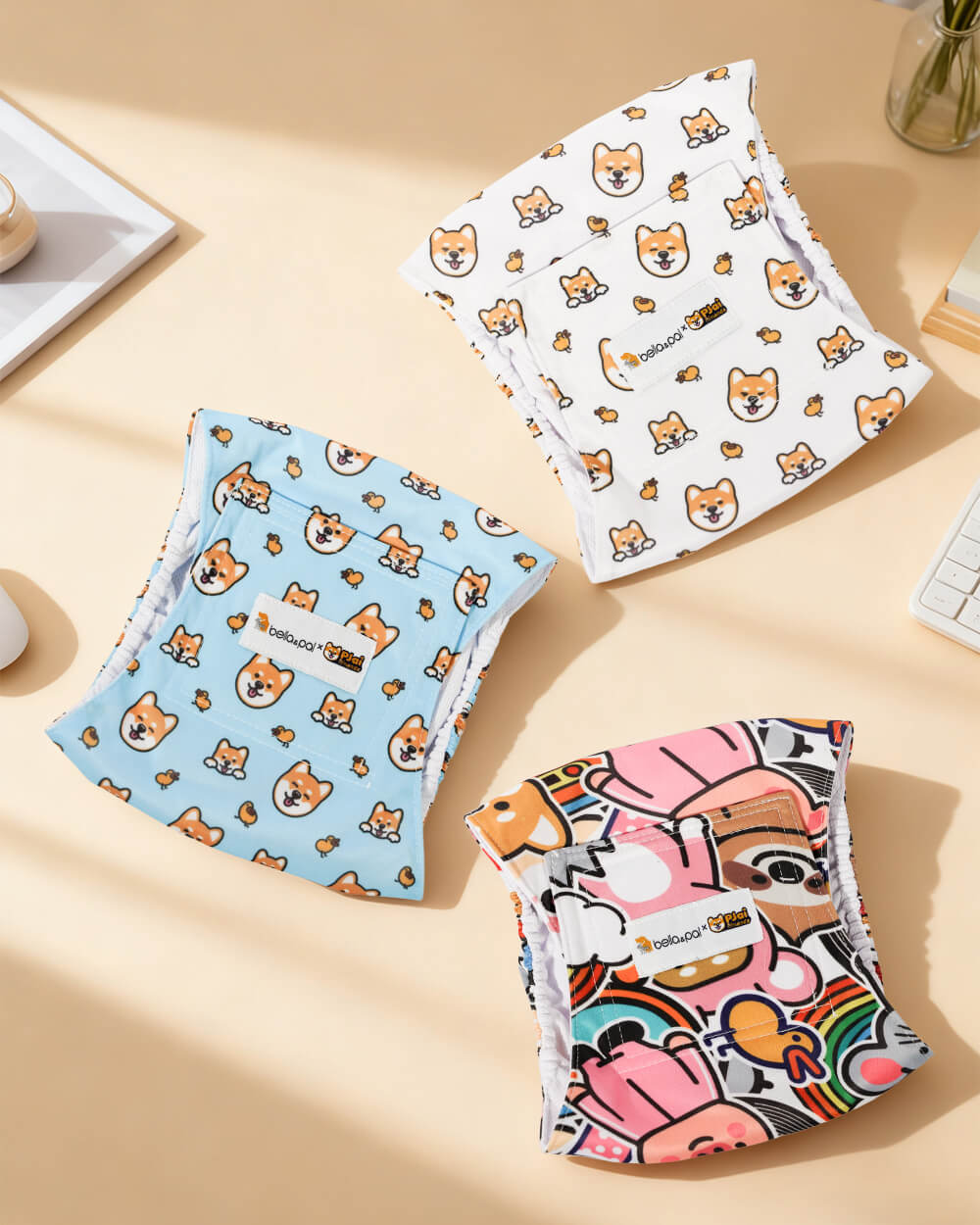 Bella & Pal × PJai & Friends 聯乘款可水洗公狗尿布3件裝 - 萌萌噠